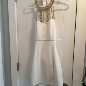 Tobi white dress with gold sequins. NWT